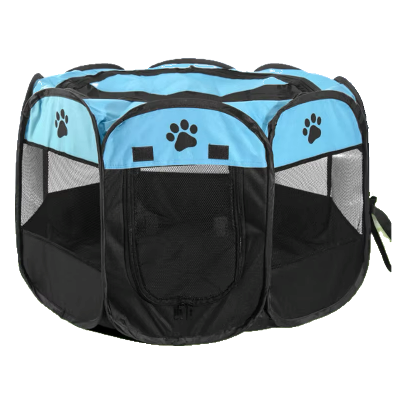 Niche pour Chihuahua : Parc pliable noir et bleu – Pratique pour offrir à votre petit chien ou chat un espace sécurisé