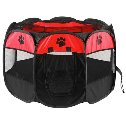 Niche pour Chihuahua : Parc pliable noir et rouge – Pratique pour offrir à votre petit chien ou chat un espace sécurisé