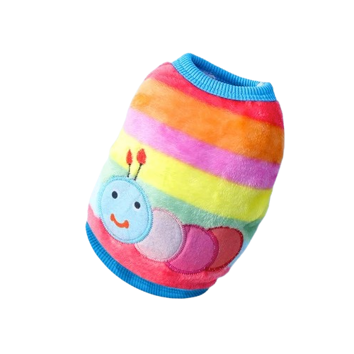 Pull pour Chihuahua couleur arc en ciel avec motif chenille – vêtement parfait pour garder votre petit chien ou chat au chaud