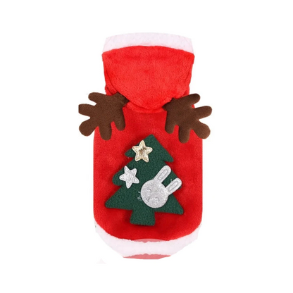 Pull pour Chihuahua rouge avec motifs de noël brodés sapin – vêtement parfait pour garder votre petit chien ou chat au chaud