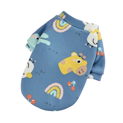 Pull pour Chihuahua bleu motifs girafe et arc en ciel – Confortable, vêtement parfait pour garder votre petit chien ou chat au chaud