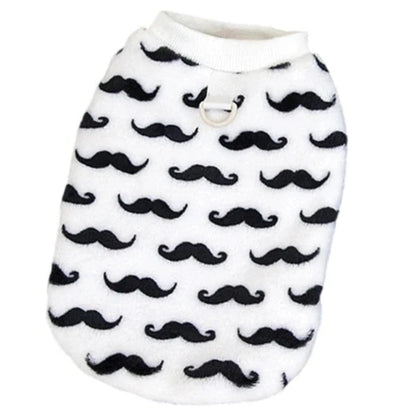 Pull pour Chihuahua blanc avec motifs moustaches noires – vêtement parfait pour garder votre petit chien ou chat au chaud