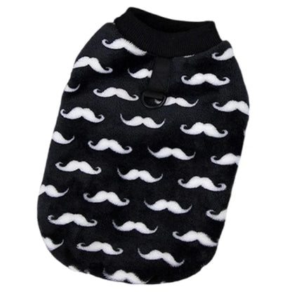 Pull pour Chihuahua noir avec motifs moustaches blanches – vêtement parfait pour garder votre petit chien ou chat au chaud