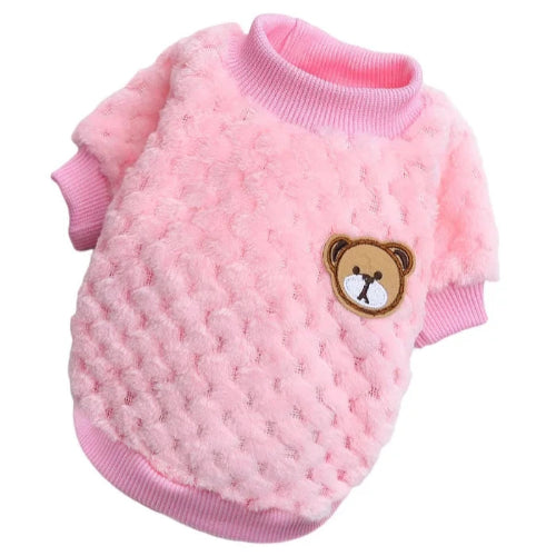 Pull pour Chihuahua cocoon rose avec nounours brodé – vêtement parfait pour garder votre petit chien ou chat au chaud