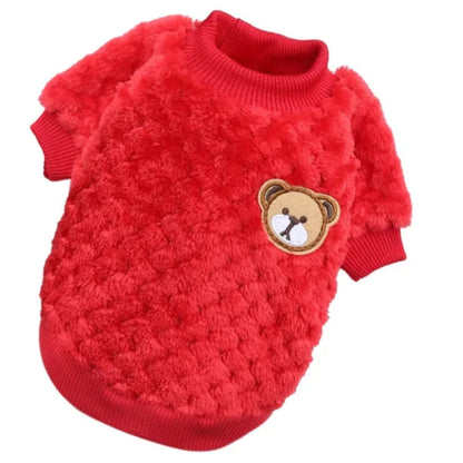 Pull pour Chihuahua cocoon rouge avec nounours brodé – vêtement parfait pour garder votre petit chien ou chat au chaud