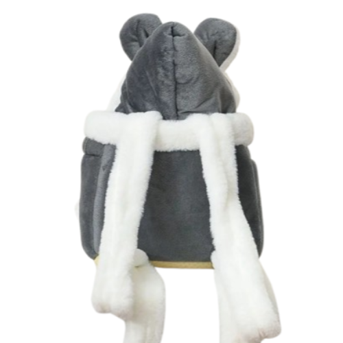 Sac à dos polaire gris et blanc pour transporter votre Chihuahua – Pratique pour emmener partout votre petit chien ou chat