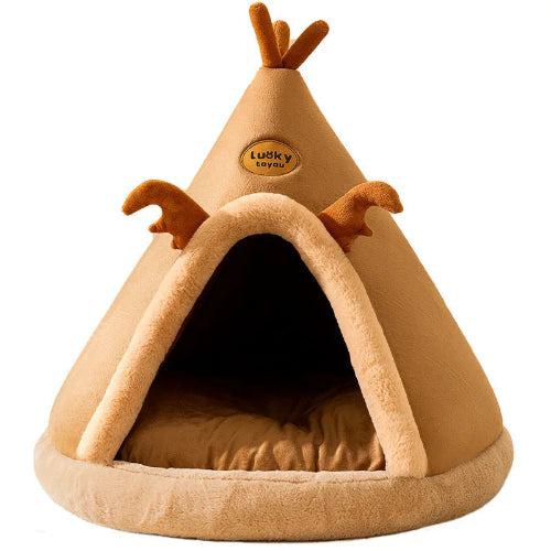 Niche pour Chihuahua - Tente tipi indien marron – Confortable pour offrir à votre petit chien ou chat un espace de repos