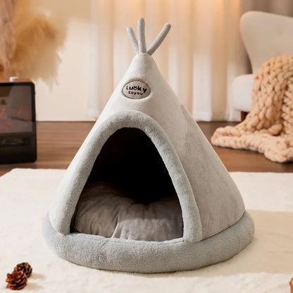Niche pour Chihuahua - Tente tipi indien grise – Confortable pour offrir à votre petit chien ou chat un espace de repos