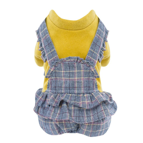 Vêtement pour Chihuahua : Salopette jaune et grise – Confortable et stylée, parfaite pour habiller votre petit chien ou chat